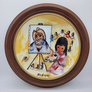 Framed 1984 DeGrazia Collectors Plate "Little Girl Paints DeGrazia" 1624/12500
